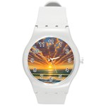 Waves At Sunset Round Plastic Sport Watch (M) Front