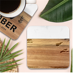 Serene Sunset Over Beach Marble Wood Coaster (square)