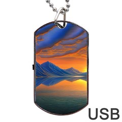 Glorious Sunset Dog Tag Usb Flash (one Side)