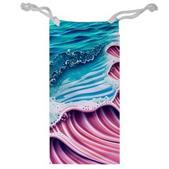Pink Wave Crashing On The Shore Jewelry Bag by GardenOfOphir