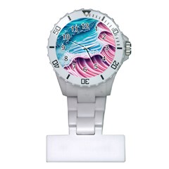 Pink Wave Crashing On The Shore Plastic Nurses Watch