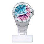 Pink Wave Crashing On The Shore Plastic Nurses Watch Front