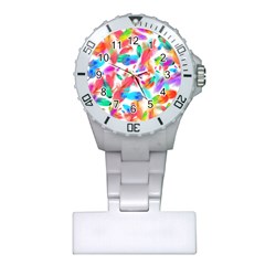Feathers Pattern Background Colorful Plumage Plastic Nurses Watch