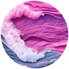 Abstract Pink Ocean Waves Wooden Puzzle Round by GardenOfOphir