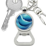Simple Summer Wave Pattern Bottle Opener Key Chain Front
