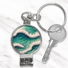 Blue Wave Pattern Nail Clippers Key Chain