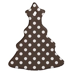 Brown And White Polka Dots Christmas Tree Ornament (two Sides) by GardenOfOphir
