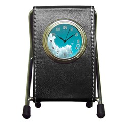 Clouds Hd Wallpaper Pen Holder Desk Clock