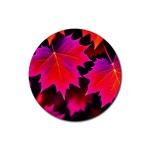 Leaves Purple Autumn Evening Sun Abstract Rubber Round Coaster (4 pack) Front