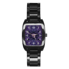 Gometric Shapes Geometric Pattern Purple Background Stainless Steel Barrel Watch