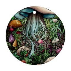 Craft Mushroom Round Ornament (two Sides) by GardenOfOphir