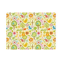 Nature Doodle Art Trees Birds Owl Children Pattern Multi Colored One Side Premium Plush Fleece Blanket (mini)