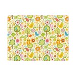 Nature Doodle Art Trees Birds Owl Children Pattern Multi Colored One Side Premium Plush Fleece Blanket (Mini) 35 x27  Blanket Front