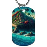 Tropical Island Paradise Ocean Sea Palm Trees Dog Tag (Two Sides) Back