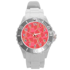 Watermelon Background Watermelon Wallpaper Round Plastic Sport Watch (l)