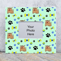Dog Pattern Seamless Blue Background Scrapbooking White Wall Photo Frame 5  X 7 