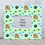 Dog Pattern Seamless Blue Background Scrapbooking White Wall Photo Frame 5  x 7  Front
