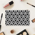 Black And White Pretzel Illustrations Pattern Cosmetic Bag (Medium) Back