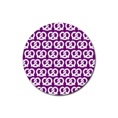 Purple Pretzel Illustrations Pattern Rubber Coaster (round)