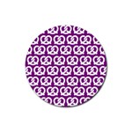 Purple Pretzel Illustrations Pattern Rubber Coaster (Round) Front