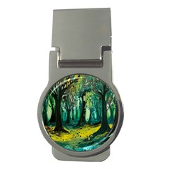Ai Generated Trees Forest Mystical Forest Nature Art Money Clips (round) 