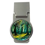 Ai Generated Trees Forest Mystical Forest Nature Art Money Clips (Round)  Front