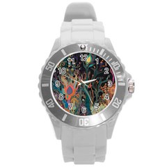Ai Generated Trees Forest Mystical Forest Nature Round Plastic Sport Watch (l)