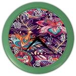 Ornamental Patterns Abstract Flower Pattern Purple Color Wall Clock Front