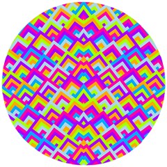 Colorful Trendy Chic Modern Chevron Pattern Wooden Puzzle Round by GardenOfOphir