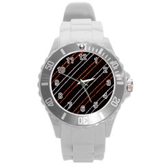 Art Pattern Design Artwork Round Plastic Sport Watch (l)