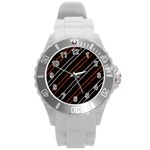Art Pattern Design Artwork Round Plastic Sport Watch (L) Front
