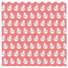 Coral And White Lady Bug Pattern Wooden Puzzle Square by GardenOfOphir