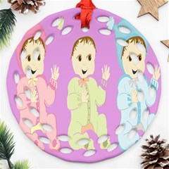 Happy 02 Ornament (round Filigree)