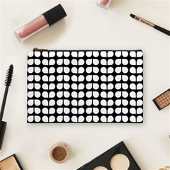 Black And White Leaf Pattern Cosmetic Bag (medium)