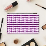 Purple And White Leaf Pattern Cosmetic Bag (Medium) Back