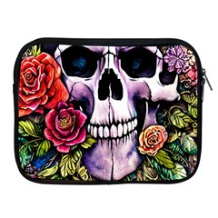 Sugar Skull With Flowers - Day Of The Dead Apple Ipad 2/3/4 Zipper Cases by GardenOfOphir
