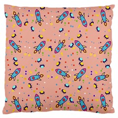 Rocket-ships Large Premium Plush Fleece Cushion Case (one Side)