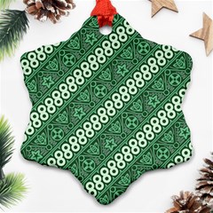 Batik-green Snowflake Ornament (two Sides)