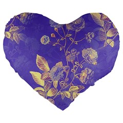 Flowers-103 Large 19  Premium Heart Shape Cushions