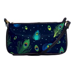 Blue Background Pattern Feather Peacock Shoulder Clutch Bag by Semog4