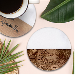 Peacock Feathers Peacock Bird Feathers Classic Marble Wood Coaster (round) 
