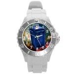 The Police Box Tardis Time Travel Device Used Doctor Who Round Plastic Sport Watch (L) Front