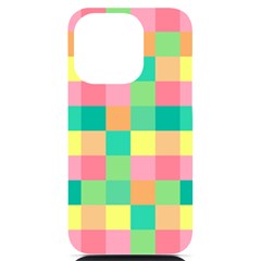 Checkerboard-pastel-squares- Iphone 14 Pro Black Uv Print Case