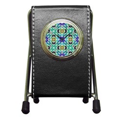 Mosaic-triangle-symmetry- Pen Holder Desk Clock