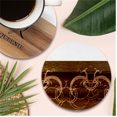Background Fractal Abstract Marble Wood Coaster (round)