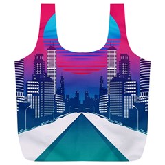 Retro Cityscape Artist Artwork Digital Art Full Print Recycle Bag (xl)