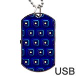 Blue Neon Squares - Modern Abstract Dog Tag USB Flash (Two Sides) Front