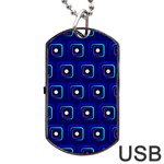 Blue Neon Squares - Modern Abstract Dog Tag USB Flash (Two Sides) Back
