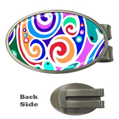 Crazy Pop Art - Doodle Circles   Money Clips (oval) 