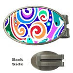 Crazy Pop Art - Doodle Circles   Money Clips (Oval)  Front